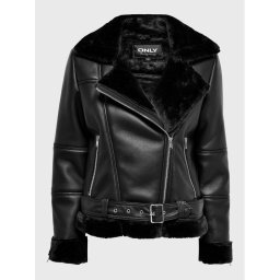 ONLY Яке от имитация на кожа Agnete 15260002 Черен Regular Fit