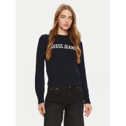 Guess Jeans Пуловер W4BR10 Z3HM1 Син Regular Fit