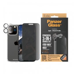 Стъклен протектор PanzerGlass за Apple iPhone 15 Pro Max UWF Privacy Bundle (UWF Privacy screen protector, HardCase, протектор за камера)