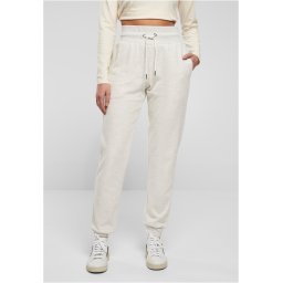 Women's Melange Sweat trousers with high waist light grey