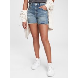 GAP Kids Denim Shorts Teen Sky High-Rise Denim Shorts with Stret - Girls