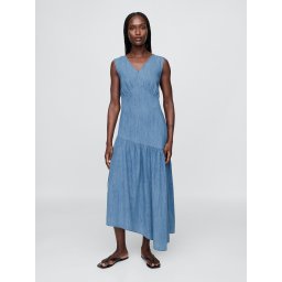 GAP Asymmetric denim midi dress - Women's