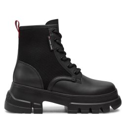 Туристически oбувки Tommy Jeans Tjw Chunky Lace Up Boot Mix Mat EN0EN02554 Черен