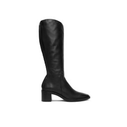 Calvin Klein Ботуши Block Heel Knee Boot Lth HW0HW02812 Черен