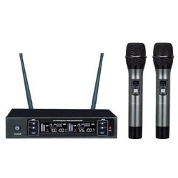 Микрофон DIVA SP20, безжичен, приемник, избираеми 2х100 канала, работна честота 610-860 MHz, черен, 2 бр.