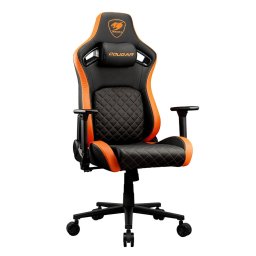 Геймърски стол Cougar Gaming Defensor F Black Orange, до 120kg, Class 4 газов амортисьор, 4D регулируеми подлакътници, лумбална опора, черно-оранжев