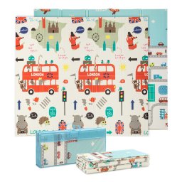 Babify детска подложка за игра, 1 см дебела, сгъваема, нехлъзгаща се, eкстра голяма, двустранна, водоустойчива, преносима, двустранна, за малки деца и бебета (180 x 200 x 1,0 см), многоцветна (R7-UVZ3-P1UX)