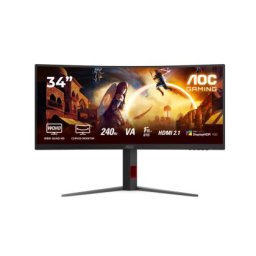 Монитор AOC CU34G4Z, 34" Curved 1500R, VA, WLED, 3440x1440@240Hz, 1ms GtG, 0.3ms MPRT, 450cd m/2, 2500:1, 80M:1 DCR, Adaptive Sync, FlickerFree, Low Blue Light, Tilt, Height Adjust, Pivot, Swivel, 2xHDMI, DP, USB hub