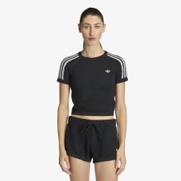 Тениска adidas Knitted Crochet Cali T-Shirt Black XS