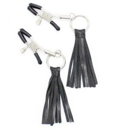 Щипки за зърна с кожени ресни "RIBBON NIPPLE CLAMPS"