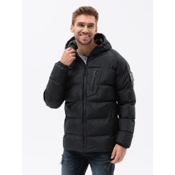 Ombre Quilted heavily insulated men's jacket with raglan sleeves - black