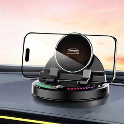 15W безжичен автомобилен държател с автоматично отваряне и 360° ротация - черен