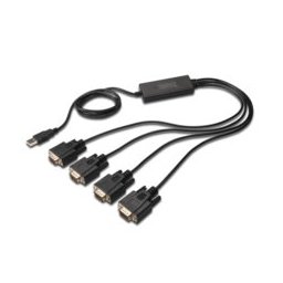 Преходник ASSMANN DA-70159, USB A(м) към 4x RS232(м), 1.5m, черен
