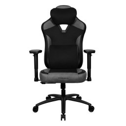 Геймърски стол ThunderX3 Eaze Mesh, до 125kg, велур/изкуствена кожа/мрежа, лумбална опора от мемори пяна, джоб за таблет, черен