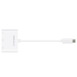 Адаптер Macally UCHDMI4K, от USB-C(м) към HDMI(ж), USB-C(ж), USB-A(ж), бял
