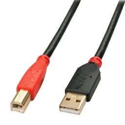 Кабел Lindy LNY-42762, от USB A(м) към USB B(м), 15m, черен