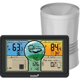 Електронна метеостанция Levenhuk Wezzer Plus LP70, включен 1 бр. външен датчик, цветен екран, термометър, барометър, влагомер, дъждомер, часовник, будилник, календар, черна