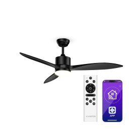 Klarstein SkyBreeze Интелигентен таванен вентилатор със светлина | 132 см | 27 W | Тих | LED | Дървен ()