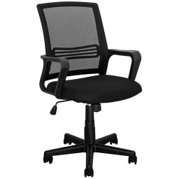 Работен стол OKOffice TROPEA, до 100кг. меш, пластмасова база, лумбална опора, Tilt механизъм, черен