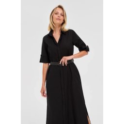 Marisse Black Midi Shirt Dress