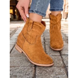 Resti Brown ankle boots a'la cowboy boots on an indoor wedge Jelluma - Footwear
