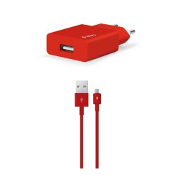 Зарядно 220V SmartCharger USB Travel Charger, 2,1A, incl, Micro USB Cable - Червено, 118096