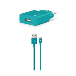 Зарядно 220V SmartCharger USB Travel Charger, 2.1A, incl. Lightning Cable - Тюркоаз