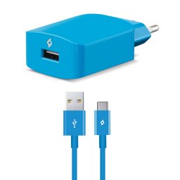 Зарядно 220V SpeedCharger USB Travel Charger, 2,1A, incl, Type C Cable - Синьо,116242