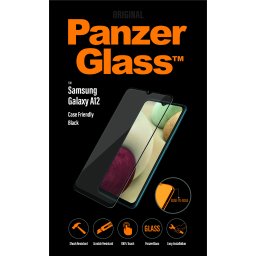 Стъклен протектор PanzerGlass за Samsung Galaxy A12, CaseFriendly - Черен