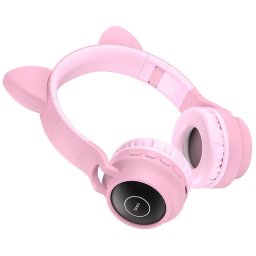 Bluetooth слушалки Hoco W27 Cat ear wireless headphones - Розови
