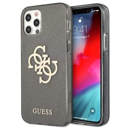 Гръб Guess TPU Big 4G Full Glitter Case за iPhone 12/12 Pro - Черен