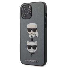 Гръб Karl Lagerfeld Saffiano K and C Heads Case за iPhone 12 Pro Max 6.7 - Сребрист