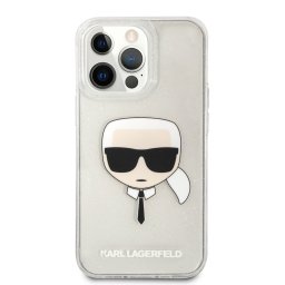 Гръб Karl Lagerfeld TPU Full Glitter Karl Head Case за iPhone 13 Pro - Сребрист