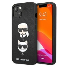 Гръб Karl Lagerfeld PU Saffiano Karl and Choupette Heads Case за iPhone 13 - Черен