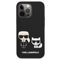 Гръб Karl Lagerfeld and Choupette Liquid Silicone Case за iPhone 13 Pro Max - Черен