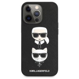 Гръб Karl Lagerfeld PU Saffiano Karl and Choupette Heads Case за iPhone 13 Pro Max - Черен