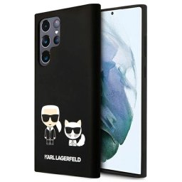 Гръб Karl Lagerfeld and Choupette Liquid Silicone Zadní Kryt pro за Samsung Galaxy S22 Ultra - Черен