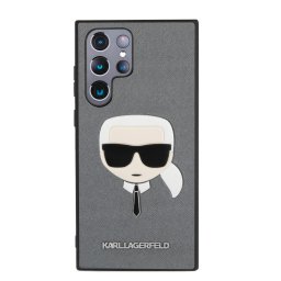 Гръб Karl Lagerfeld PU Saffiano Karl Head Zadní Kryt pro за Samsung Galaxy S22 Ultra - Сребрист