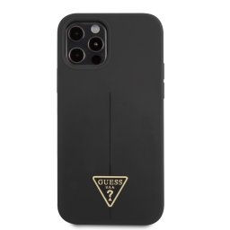 Гръб Guess Silicone Line Triangle Case за iPhone 12/12 Pro - Черен