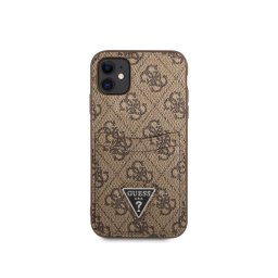 Гръб Guess 4G Saffiano Double Card Case за iPhone 11 - Кафяв