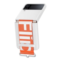 Оригинален гръб Samsung Silicone Cover with Strap за Samsung Galaxy Z Flip 4 - Бял, EF-GF721TWE