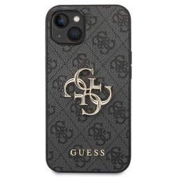Гръб Guess PU 4G Metal Logo Case за iPhone 14 Plus - Сив