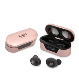 Bluetooth слушалки Guess True Wireless Classic Logo BT5.0 5H Stereo Earphones - Розови