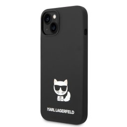 Гръб Karl Lagerfeld Liquid Silicone Choupette Case за iPhone 14 - Черен