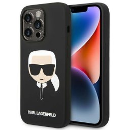 Гръб Karl Lagerfeld Liquid Silicone Гръб Karl Head Case за iPhone 14 Pro - Черен