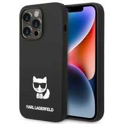 Гръб Karl Lagerfeld Liquid Silicone Choupette Case за iPhone 14 Pro - Черен