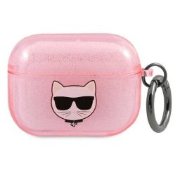 Калъф Karl Lagerfeld TPU Glitter Choupette Head Case за AirPods 3 - Розов