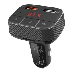 FM трансмитър ProMate Smartune-2+, Universal Bluetooth v5.0 Car FM Modulator With Quick Charge 3.0 Port • Handsfree Support • Multiple Playback Options, Черен