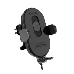 Безжично зарядно ProMate Powermount, 15W Smart Sensor Car Wireless Charger • Auto-Alignment Qi Coil • Gooseneck Dash and AC Vent Mount • Intelligent Auto Clamping • 4.7-6.7 Compatibility , Черен