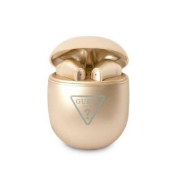 Bluetooth слушалки Guess True Wireless Triangle Logo BT5.0 4H Stereo Earphones Glossy - Златисти
